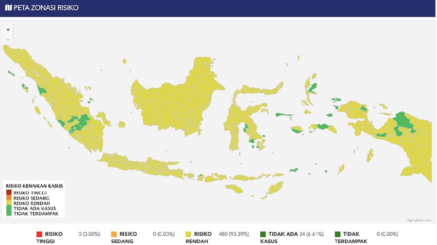 Peta Zonasi Risiko Data per 14 November 2021. (Dok: Tangkapan layar covid19.go.id)