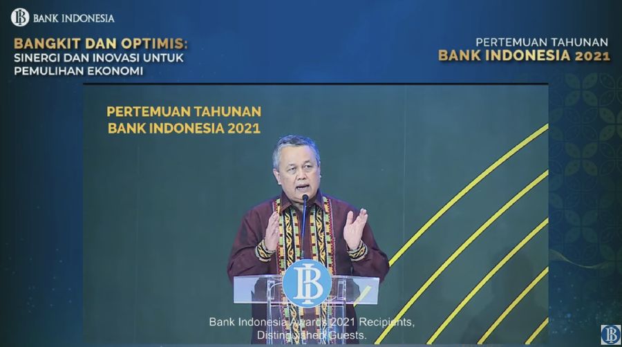 Gubernur Bank Indonesia Perry Warjiyo dalam Acara Pertemuan Tahunan Bank Indonesia 2021 (Tangkapan Layar Youtube Bank Indonesia)