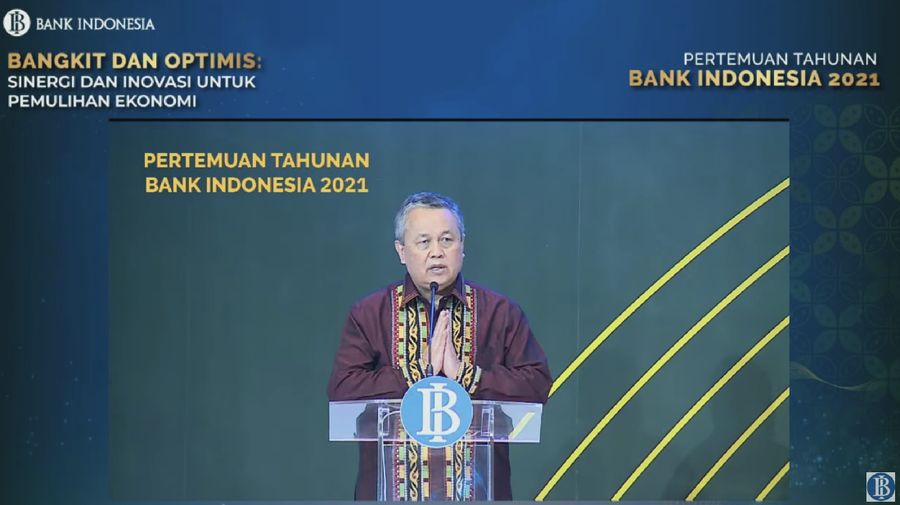 Gubernur Bank Indonesia Perry Warjiyo dalam Acara Pertemuan Tahunan Bank Indonesia 2021 (Tangkapan Layar Youtube Bank Indonesia)