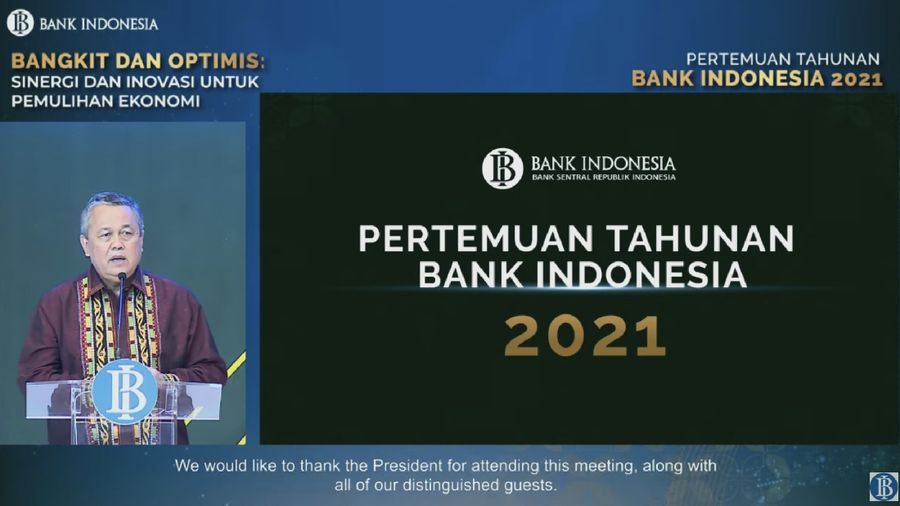 Gubernur Bank Indonesia Perry Warjiyo dalam Acara Pertemuan Tahunan Bank Indonesia 2021 (Tangkapan Layar Youtube Bank Indonesia)