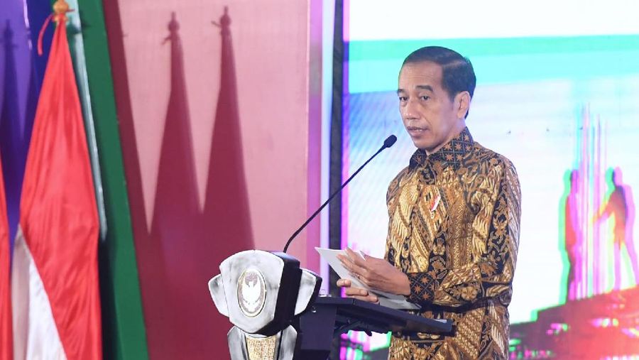Presiden Joko Widodo dalam Rapat Koordinasi Nasional dan Anugerah Layanan Investasi 2021. (Biro Pers Sekretariat Presiden/ Lukas)