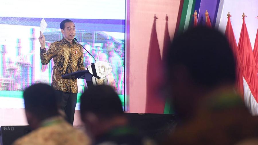 Presiden Joko Widodo dalam Rapat Koordinasi Nasional dan Anugerah Layanan Investasi 2021. (Biro Pers Sekretariat Presiden/ Lukas)
