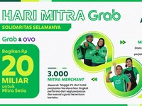 Grab Gandeng OVO Bagikan Rp 20 M Buat Pengemudi & Merchant