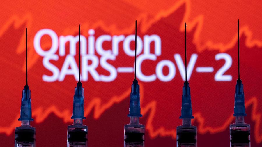 Ilustrasi Omicron sars-CoV-2. (REUTERS/DADO RUVIC)
