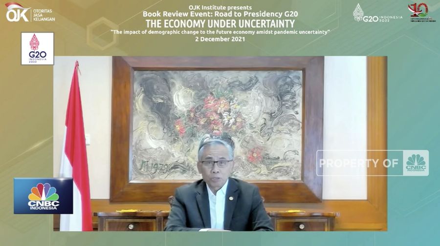 Otoritas Jasa Keuangan (OJK) Institute menyelenggarakan webinar bedah buku Road To Presidency G20, 