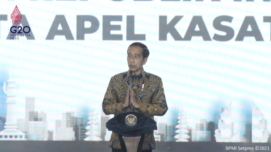 Pengarahan Presiden RI Kepada Kepala Kesatuan Wilayah Tahun 2021, Kab Badung, 3 Desember 2021. (Tangkapan layar Youtube Sekpres RI)