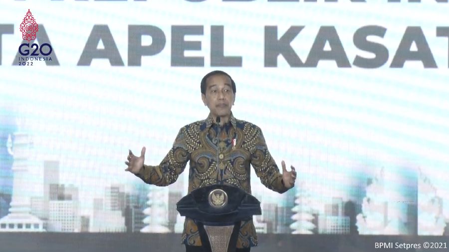 Pengarahan Presiden RI Kepada Kepala Kesatuan Wilayah Tahun 2021, Kab Badung, 3 Desember 2021. (Tangkapan layar Youtube Sekpres RI)