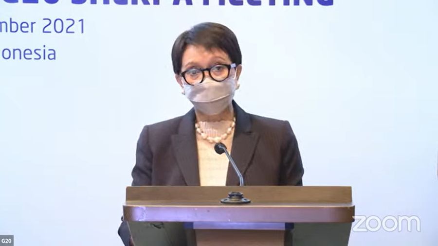 Menlu RI Retno Marsudi (Tangkapan layar via zoom)