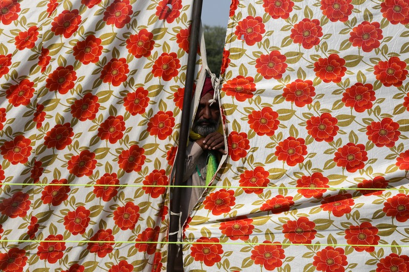 Farmers gather to mark the first anniversary of their protests on the outskirts of Delhi at Pakora Chowk near Tikri border, India, November 26, 2021. REUTERS/Anushree Fadnavis