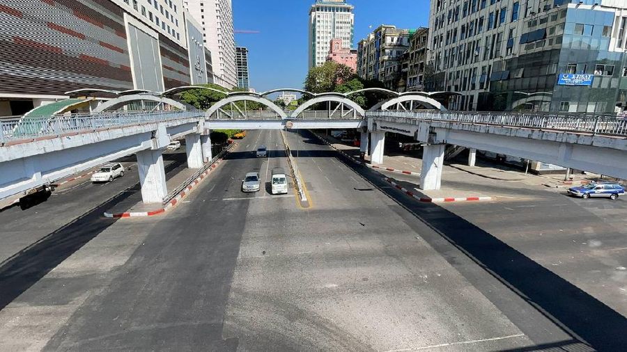 Empty streets are seen as locals stage a 