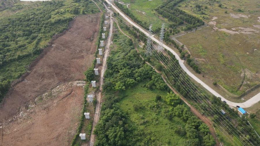 Proyek Kereta Cepat Jakarta Bandung (KCJB). (CNBC Indonesia/Andrean Kristianto)