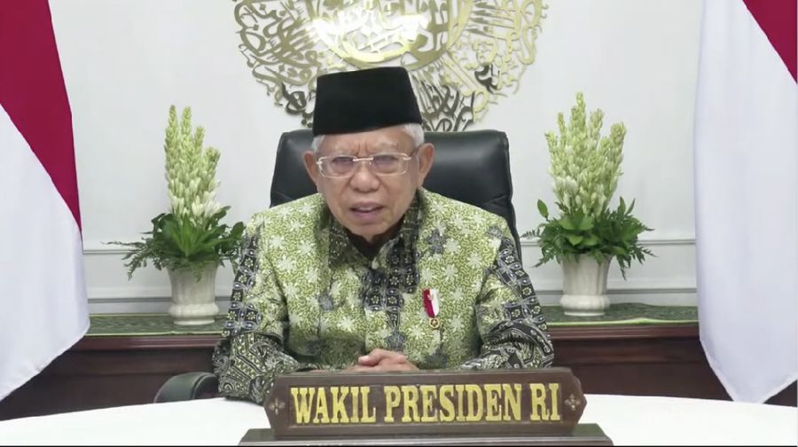 Wakil Presiden (Wapres) Ma’ruf Amin dalam acara Indonesia Fintech Summit 2021 (Tangkapan Layar Youtube Jasa Keuangan)