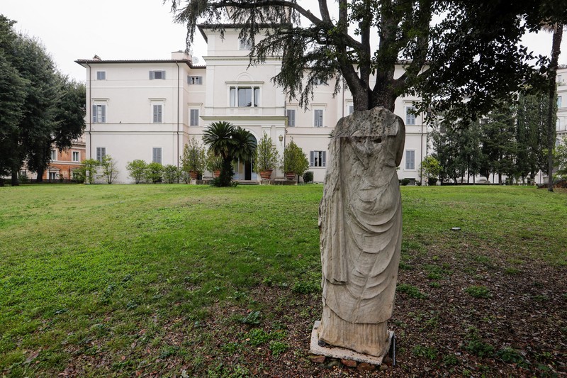 Princess Rita Boncompagni Ludovisi poses for a photograph outside Villa Aurora, a building that boasts Caravaggio's only ceiling mural, which is up for auction in January with an opening bid set at 471 million euros, in Rome, Italy, November 16, 2021. REUTERS/Remo Casilli