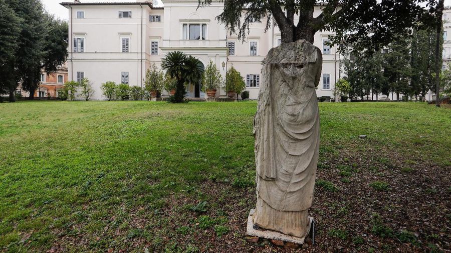 Princess Rita Boncompagni Ludovisi poses for a photograph outside Villa Aurora, a building that boasts Caravaggio's only ceiling mural, which is up for auction in January with an opening bid set at 471 million euros, in Rome, Italy, November 16, 2021. REUTERS/Remo Casilli