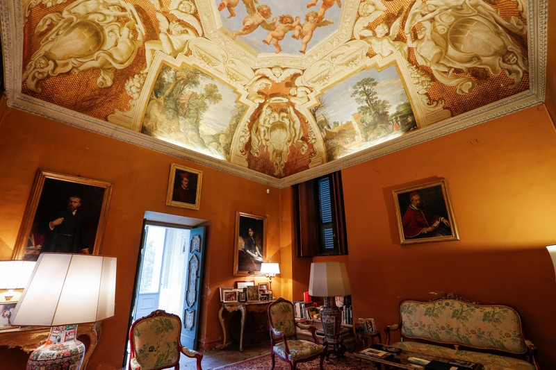 Princess Rita Boncompagni Ludovisi poses for a photograph outside Villa Aurora, a building that boasts Caravaggio's only ceiling mural, which is up for auction in January with an opening bid set at 471 million euros, in Rome, Italy, November 16, 2021. REUTERS/Remo Casilli