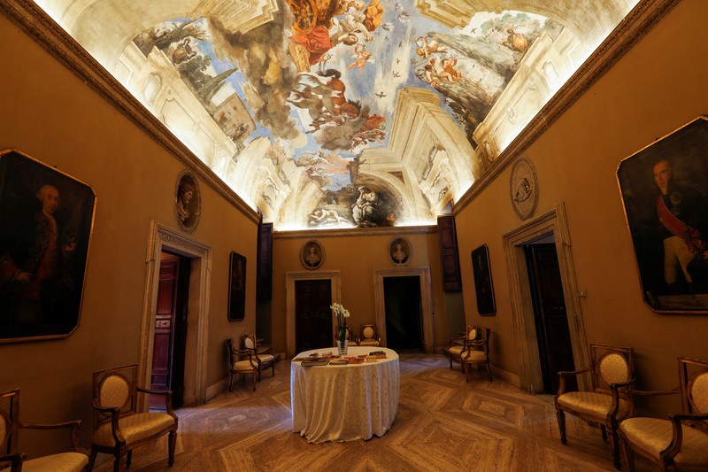 Princess Rita Boncompagni Ludovisi poses for a photograph outside Villa Aurora, a building that boasts Caravaggio's only ceiling mural, which is up for auction in January with an opening bid set at 471 million euros, in Rome, Italy, November 16, 2021. REUTERS/Remo Casilli