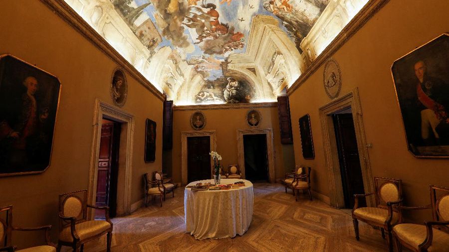 Princess Rita Boncompagni Ludovisi poses for a photograph outside Villa Aurora, a building that boasts Caravaggio's only ceiling mural, which is up for auction in January with an opening bid set at 471 million euros, in Rome, Italy, November 16, 2021. REUTERS/Remo Casilli