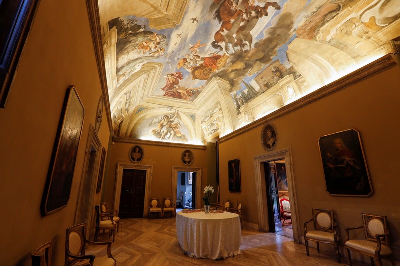 Princess Rita Boncompagni Ludovisi poses for a photograph outside Villa Aurora, a building that boasts Caravaggio's only ceiling mural, which is up for auction in January with an opening bid set at 471 million euros, in Rome, Italy, November 16, 2021. REUTERS/Remo Casilli