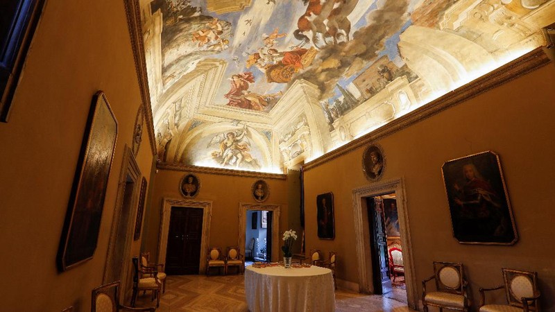 Princess Rita Boncompagni Ludovisi poses for a photograph outside Villa Aurora, a building that boasts Caravaggio's only ceiling mural, which is up for auction in January with an opening bid set at 471 million euros, in Rome, Italy, November 16, 2021. REUTERS/Remo Casilli
