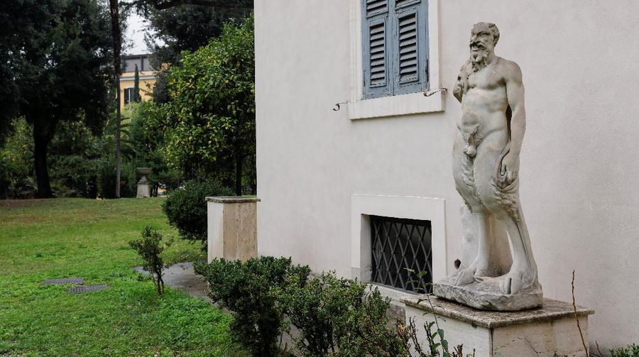 Princess Rita Boncompagni Ludovisi poses for a photograph outside Villa Aurora, a building that boasts Caravaggio's only ceiling mural, which is up for auction in January with an opening bid set at 471 million euros, in Rome, Italy, November 16, 2021. REUTERS/Remo Casilli