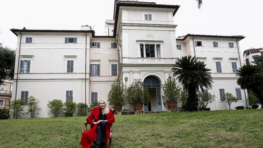 Princess Rita Boncompagni Ludovisi poses for a photograph outside Villa Aurora, a building that boasts Caravaggio's only ceiling mural, which is up for auction in January with an opening bid set at 471 million euros, in Rome, Italy, November 16, 2021. REUTERS/Remo Casilli
