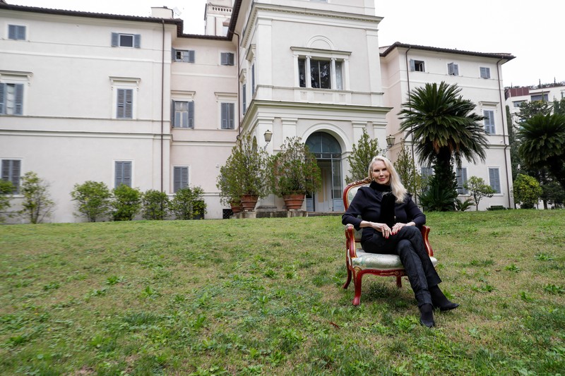Princess Rita Boncompagni Ludovisi poses for a photograph outside Villa Aurora, a building that boasts Caravaggio's only ceiling mural, which is up for auction in January with an opening bid set at 471 million euros, in Rome, Italy, November 16, 2021. REUTERS/Remo Casilli