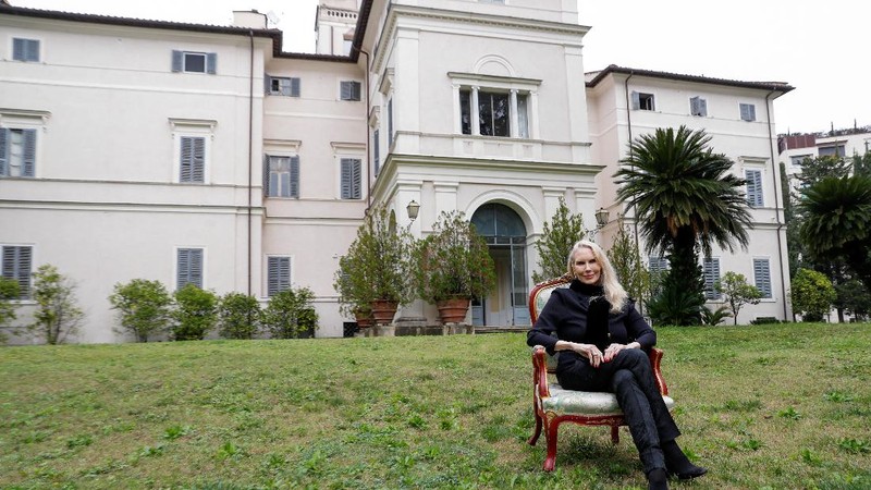 Princess Rita Boncompagni Ludovisi poses for a photograph outside Villa Aurora, a building that boasts Caravaggio's only ceiling mural, which is up for auction in January with an opening bid set at 471 million euros, in Rome, Italy, November 16, 2021. REUTERS/Remo Casilli