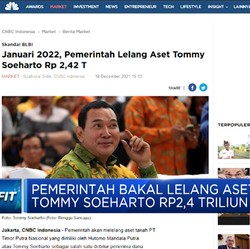 Nunggak BLBI, Pemerintah Bakal Lelang Aset Tomy Soeharto
