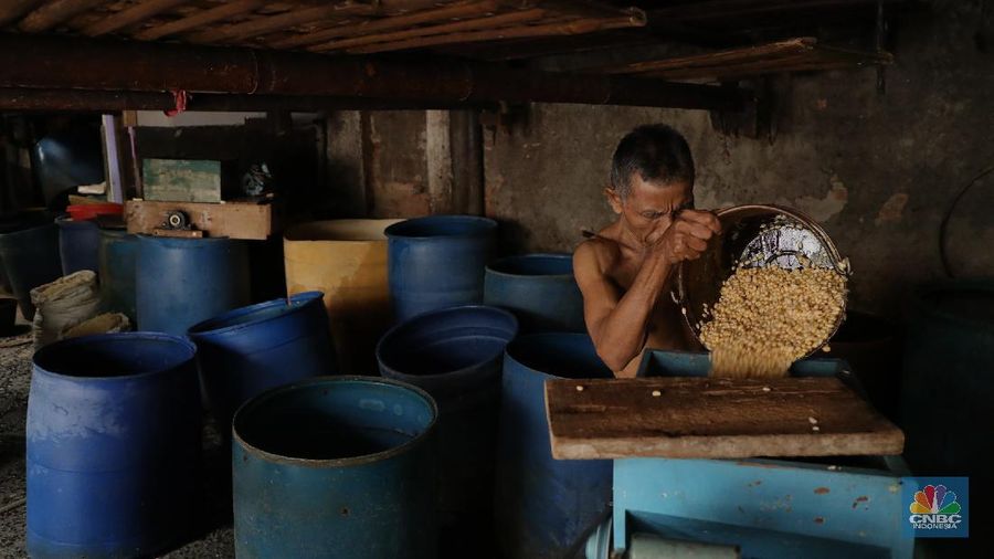 Suarso (68) menyelesaikan pembuatan tempe di kawasan Jakarta, Rabu (15/12/2021). Kementerian Perdagangan (Kemendag) memastikan, ketersediaan kedelai untuk bahan baku tempe dan tahu dalam negeri cukup untuk memenuhi kebutuhan Natal 2021 dan tahun baru 2022. Bahkan, Kemendag memperkirakan pasokan kedelai akan terjaga sampai kuartal I 2022.“Pasokan kedelai dari negara eksportir cukup baik. Saat ini negara produsen tengah memasuki masa panen, sehingga kami optimis pasokan kedelai akan cukup hingga kuartal pertama 2022,” kata Direktur Jenderal Perdagangan Luar Negeri, Oke Nurwan dikutip dari website resmi Kementerian Perdagangan.
Namun, ia tak merinci berapa jumlah pasokan kedelai yang tersedia saat ini. Ia hanya menyatakan dengan kecukupan pasokan itu, pihaknya memperkirakan harga kedelai stabil.
Sementara itu berdasarkan data Chicago Board of Trade (CBOT), harga kedelai dunia pada akhir November 2021 di sekitar USD12,17 per bushels atau setara USD446 per ton, turun dibanding awal Juni 2021 yang tercatat sebesar US$15,42 per bushel setara US$566 per ton.

