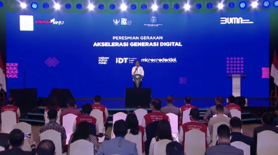 Presiden Joko Wiodo dalam acara Akselerasi Generasi Digital (Tangkapan Layar via Youtube KEMENTERIAN BUMN RI)