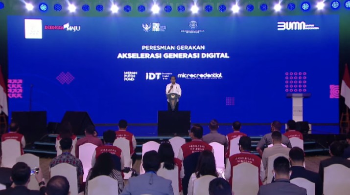 Presiden Joko Wiodo dalam acara Akselerasi Generasi Digital (Tangkapan Layar via Youtube KEMENTERIAN BUMN RI)