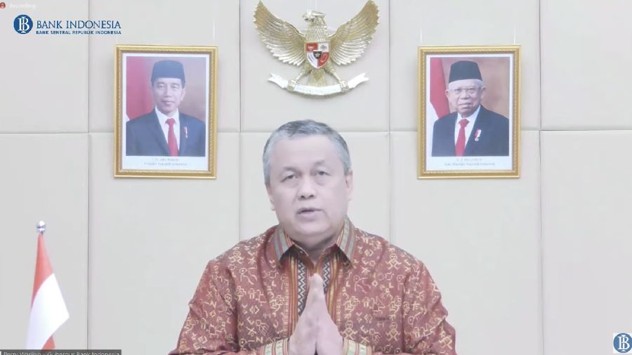 Gubernur BI Perry Warjiyo Saat Pengumuman Hasil Rapat Dewan Gubernur Bulanan Bulan Desember 2021. (