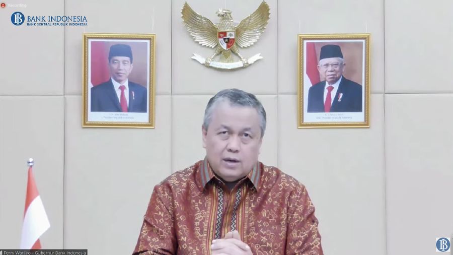 Gubernur BI Perry Warjiyo Saat Pengumuman Hasil Rapat Dewan Gubernur Bulanan Bulan Desember 2021. (