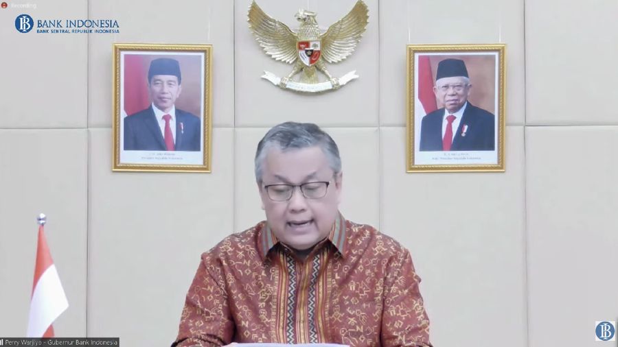 Gubernur BI Perry Warjiyo Saat Pengumuman Hasil Rapat Dewan Gubernur Bulanan Bulan Desember 2021. (Tangkapan Layar via Youtube Bank Indonesia)