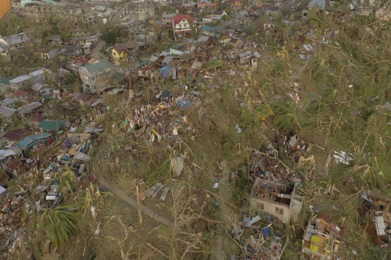 Foto udara menunjukkan, Filipina diterjang badai Topan Rai. AP/ Foto udara menunjukkan, Filipina diterjang badai Topan Rai. AP/