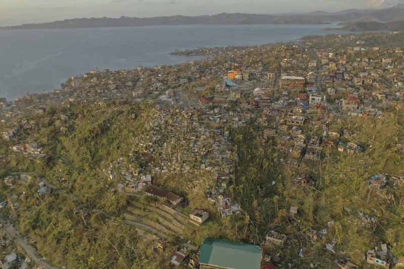 Foto udara menunjukkan, Filipina diterjang badai Topan Rai. AP/ Foto udara menunjukkan, Filipina diterjang badai Topan Rai. AP/