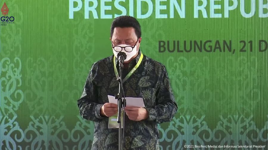 Groundbreaking Kawasan Industri Hijau Indonesia, Kabupaten Bulungan, (21/12/2021). (Tangkapan layar Youtube Sekpres RI)