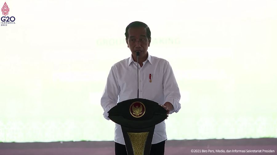 Groundbreaking Kawasan Industri Hijau Indonesia, Kabupaten Bulungan, (21/12/2021). (Tangkapan layar Youtube Sekpres RI)