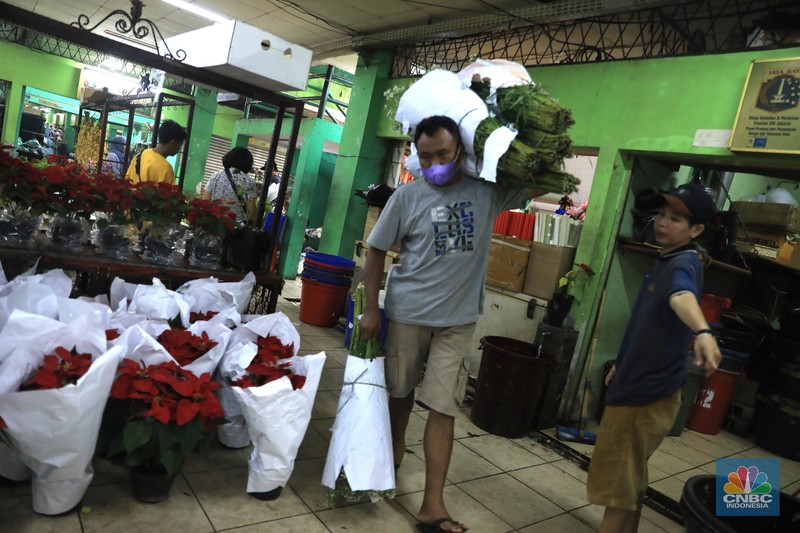 Pasar kembang Rawa Belong. (CNBC Indonesia/Muhammad Sabki)