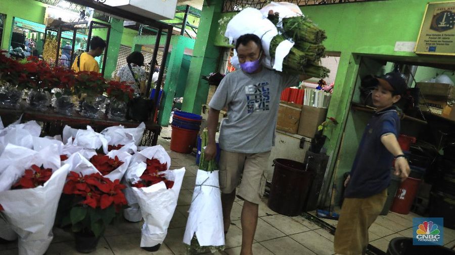 Pasar kembang Rawa Belong. (CNBC Indonesia/Muhammad Sabki)