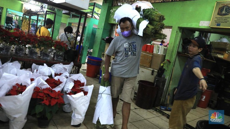 Pasar kembang Rawa Belong. (CNBC Indonesia/Muhammad Sabki)