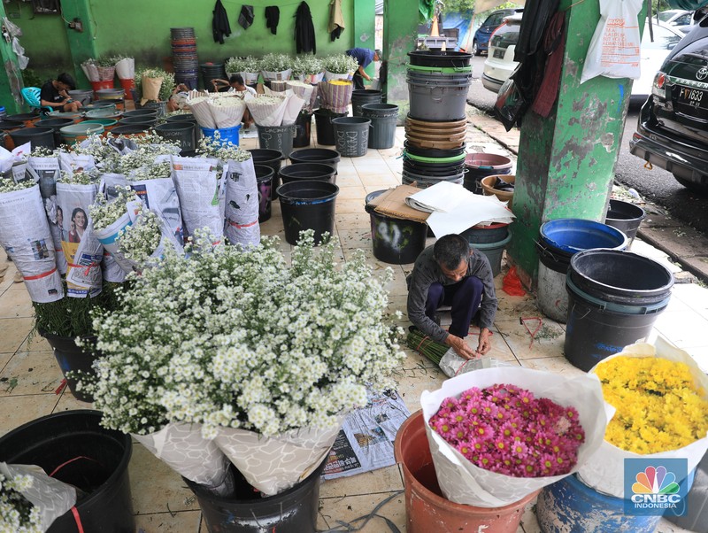 Pasar kembang Rawa Belong. (CNBC Indonesia/Muhammad Sabki)