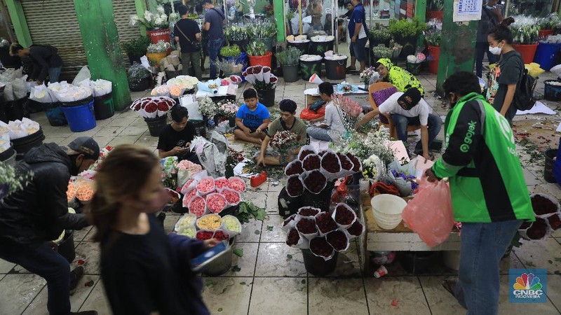 Pasar kembang Rawa Belong. (CNBC Indonesia/Muhammad Sabki)