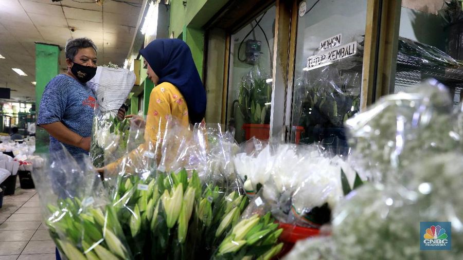 Pasar kembang Rawa Belong. (CNBC Indonesia/Muhammad Sabki)