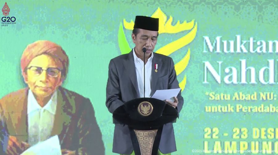 Peresmian Pembukaan Muktamar ke-34 NU, Lampung Tengah, 22 Desember 2021. (Tangkapan layar Youtube Setpres RI)