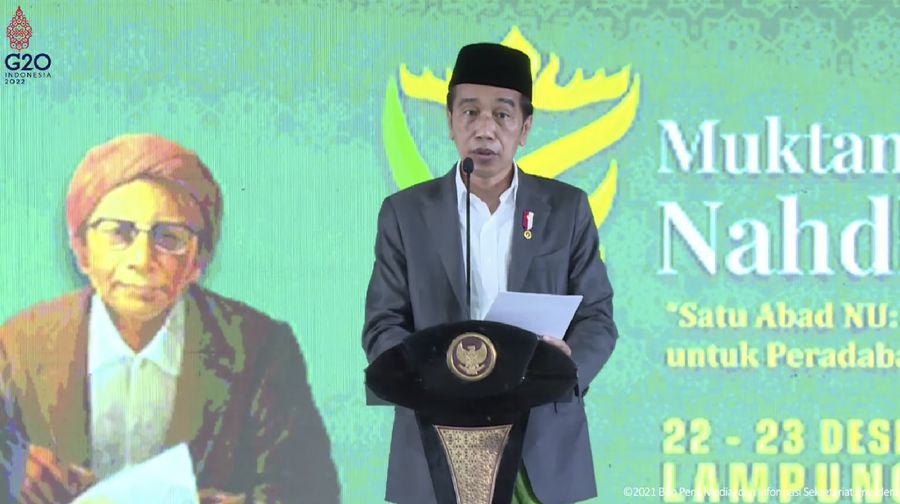 Peresmian Pembukaan Muktamar ke-34 NU, Lampung Tengah, 22 Desember 2021. (Tangkapan layar Youtube Setpres RI)