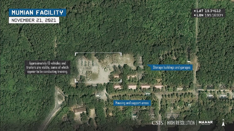Tangkapan citra satelit perkembangan signifikan di fasilitas Mumian di Pulau Hainan. (Tangkapan layar Teknologi CSIS/Maxar)
