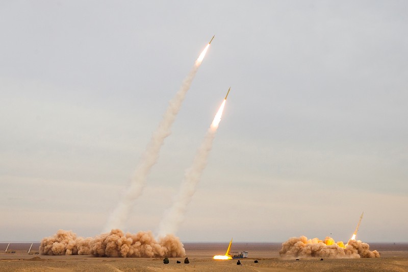 IRAN-GULF/WARGAMES A missile is launched during a joint exercise called the 'Great Prophet 17', in the southwest of Iran, December 24, 2021. Picture taken December 24, 2021. Saeed Sajjadi/Fars News/WANA (West Asia News Agency) via REUTERS. ATTENTION EDITORS - THIS IMAGE HAS BEEN SUPPLIED BY A THIRD PARTY.