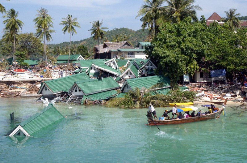 Tsunami A Look Back Photo Gallery FILE - In this Jan. 30, 2005 file photo, an aerial view shows the Rahmatullah Lampuuk mosque in the village of Lhoknga, near Banda Aceh, Indonesia. Friday marks the 10th anniversary of one of the deadliest natural disasters in world history: a tsunami, triggered by a massive earthquake off the Indonesian coast, leaving more than 230,000 people dead in 14 countries and causing about $10 billion in damage. Countries from Indonesia to India to Africa's east coast were hit, leaving shocking scenes of death and destruction. (AP Photo/Greg Baker, File)