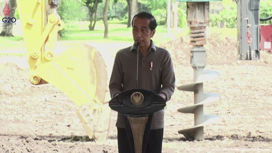Jokowi di Acara Groundbreaking Rumah Sakit Internasional Bali, Denpasar, 27 Desember 2021